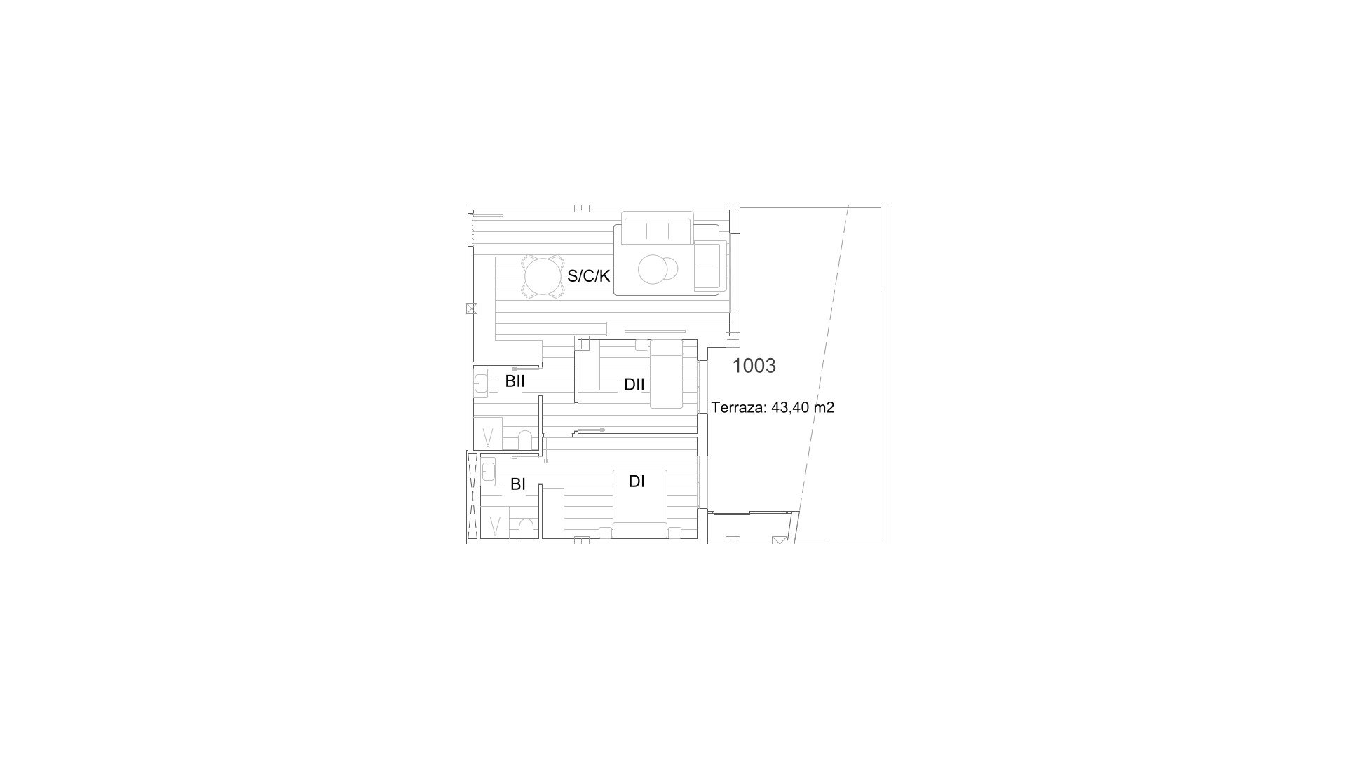 Apartment floor plan, 2 bedrooms in CRUISE RESORT No. 4