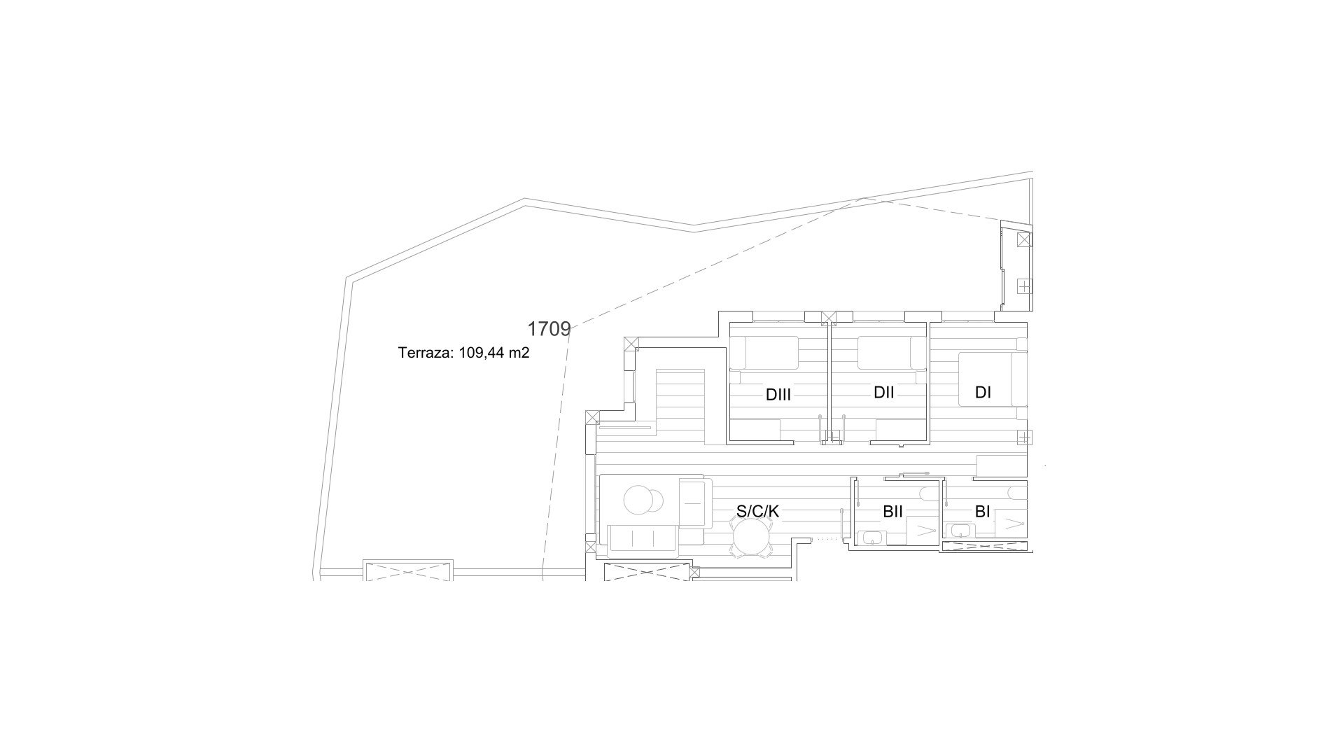Apartment floor plan, 3 bedrooms in CRUISE RESORT No. 7